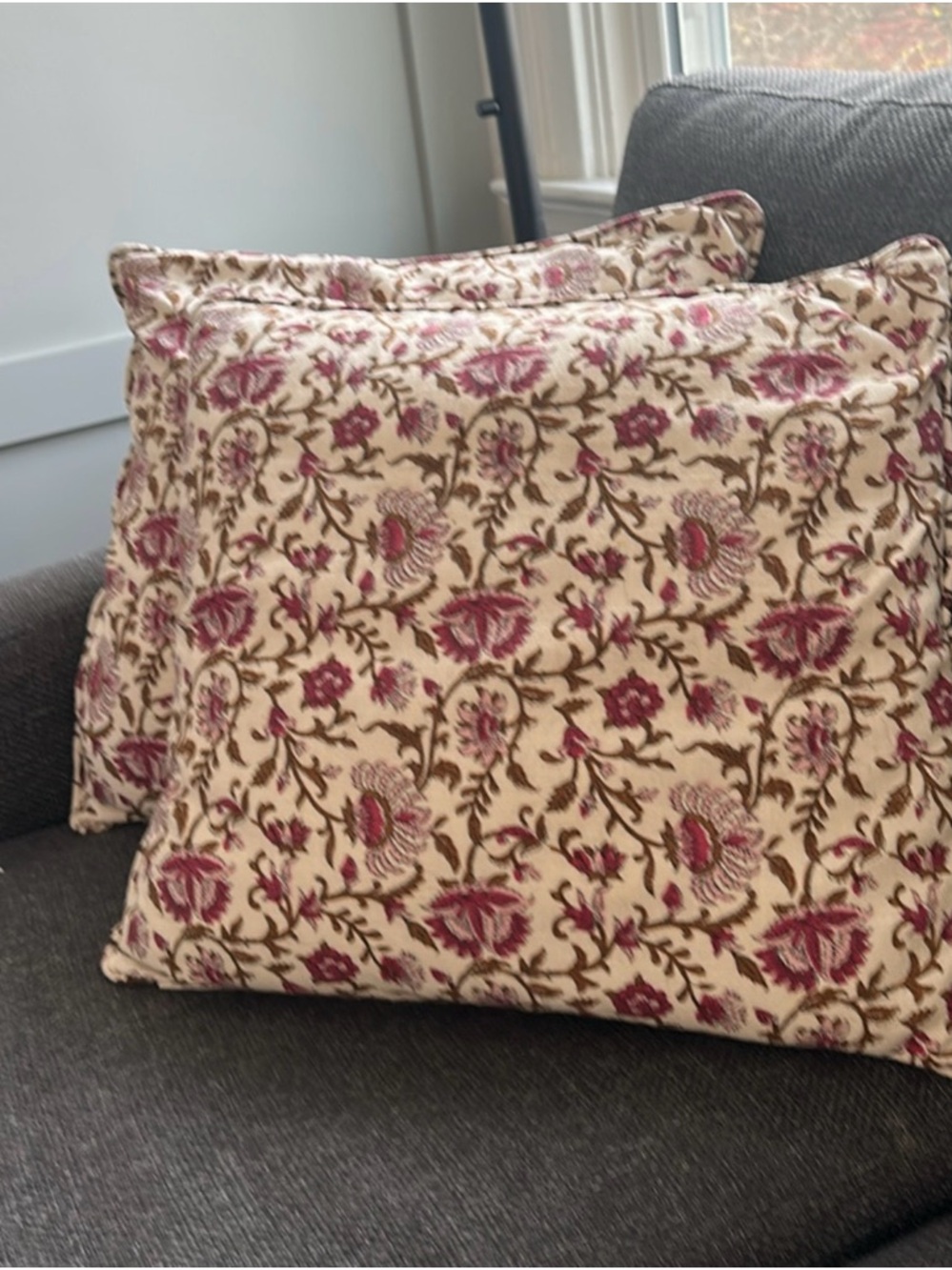 Floral Toss Pillow Pair in Cream and Pink - Artistic Accents
